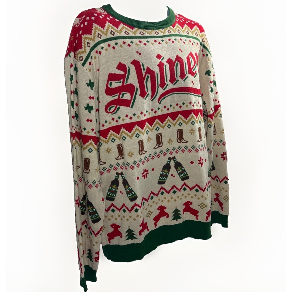 Shiner Beer Ugly Christmas Sweater Mens L Holiday Cheer Texas Beer 2019 Promo